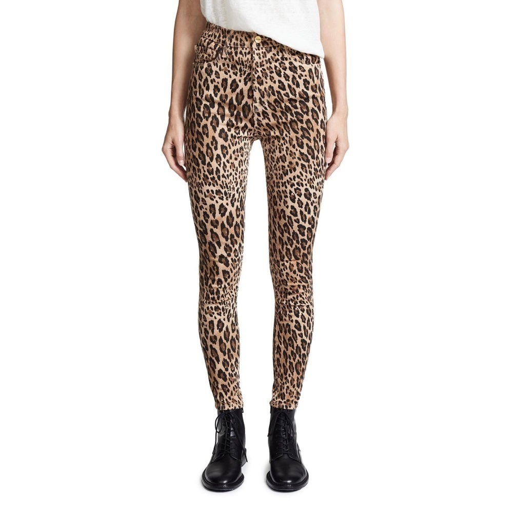 FRAME DENIM Ali Leopard Print High-Rise Cigarette Jeans
